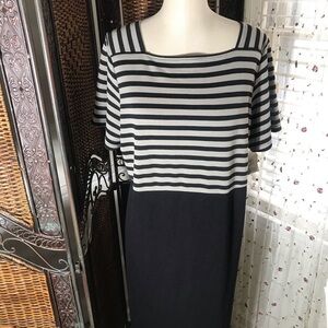 NWOT Coldwater Creek Black and Gray Striped Maxi Dress